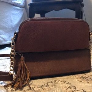Brown leather over the shoulder purse